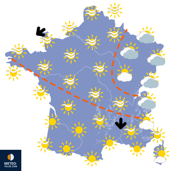 Carte de prévisions du temps du Monday, March 16, 2026