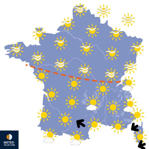 Carte de prévisions du temps du Jeudi 19 mars 2026