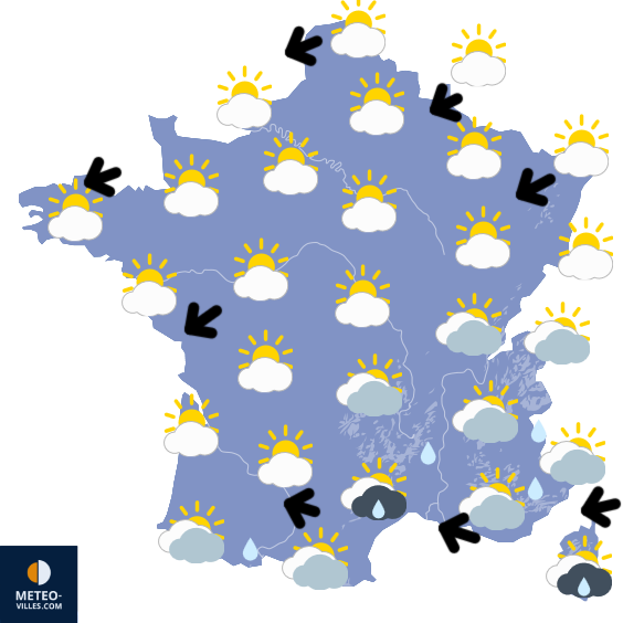 Carte de prévisions du temps du Samedi 14 mars 2026