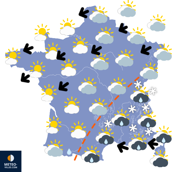 Carte de prévisions du temps du Dimanche 15 mars 2026