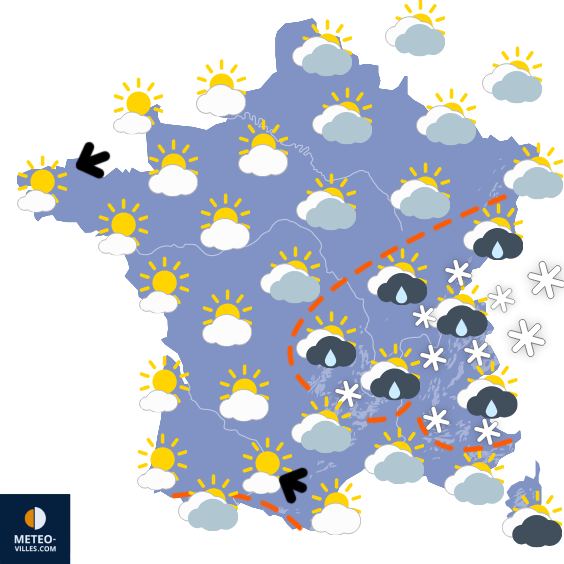Carte de prévisions du temps du Mardi 17 mars 2026