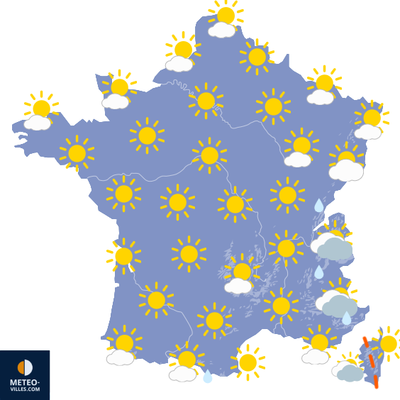 Carte de prévisions du temps du Samedi 21 mars 2026