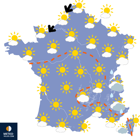 Carte de prévisions du temps du Vendredi 20 mars 2026