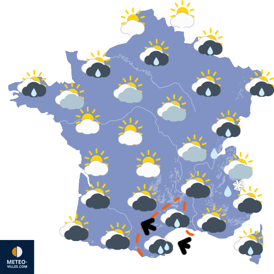 Carte de prévisions du temps du Samedi 14 mars 2026