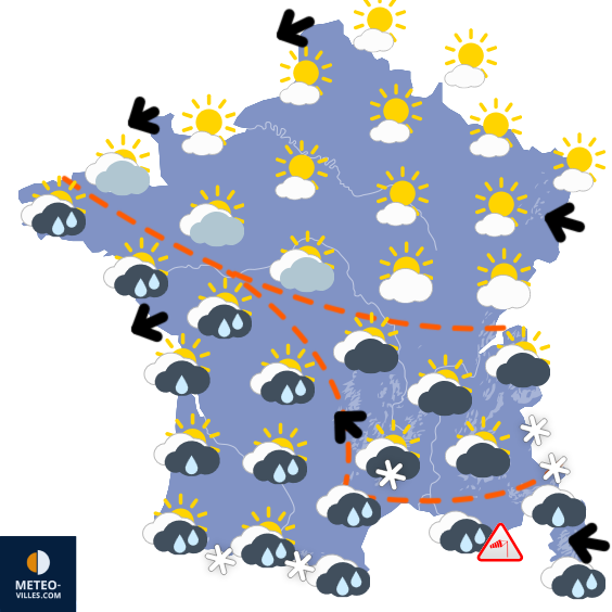 Carte de prévisions du temps du Dimanche 15 mars 2026