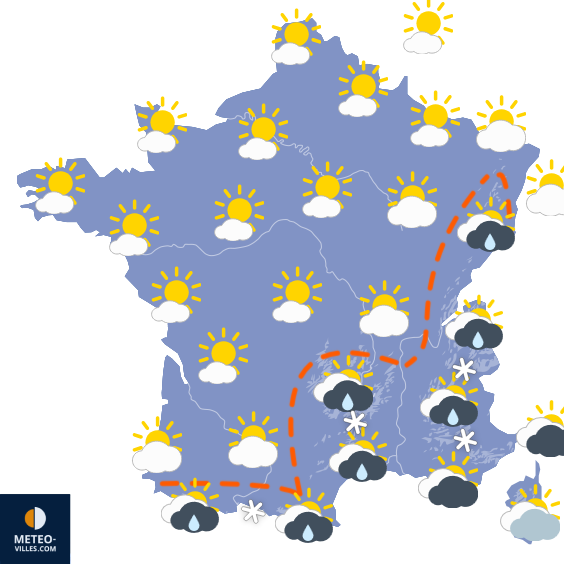 Carte de prévisions du temps du Mardi 17 mars 2026