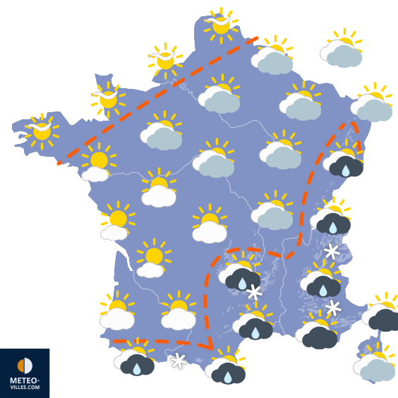 Carte de prévisions du temps du Dimanche 22 mars 2026