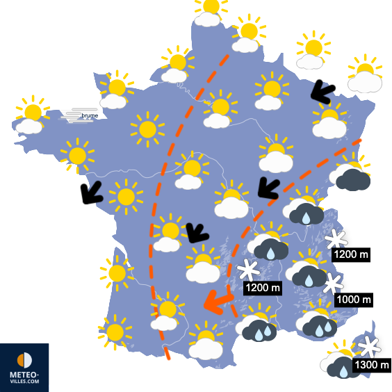 Carte de prévisions du temps du Dimanche 22 mars 2026