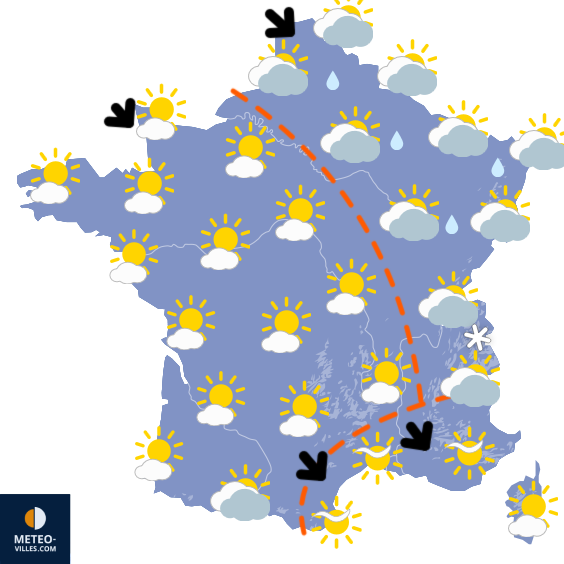 Carte de prévisions du temps du Wednesday, March 18, 2026