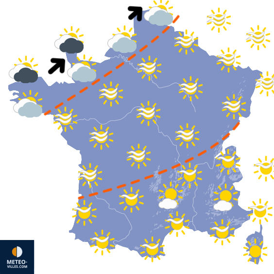 Carte de prévisions du temps du Mardi 24 mars 2026