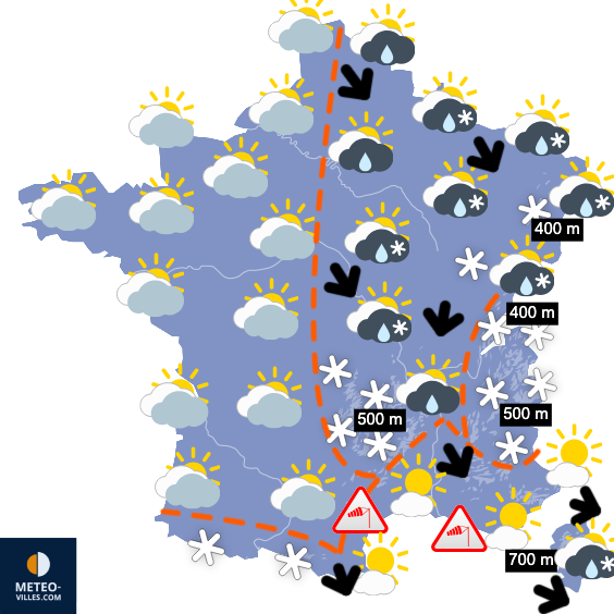 Carte de prévisions du temps du Lundi 23 mars 2026