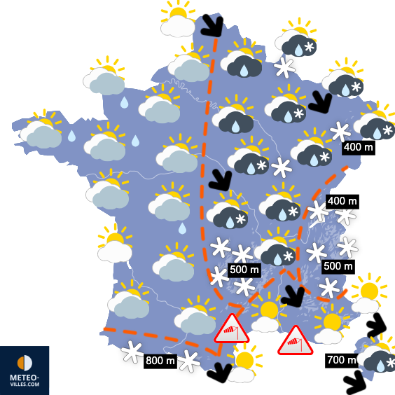 Carte de prévisions du temps du Mercredi 25 mars 2026