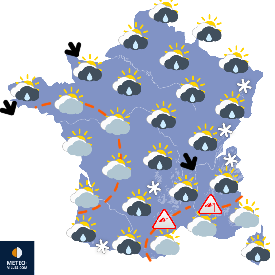 Carte de prévisions du temps du Vendredi 20 mars 2026
