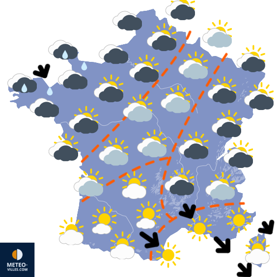 Carte de prévisions du temps du Mardi 24 mars 2026