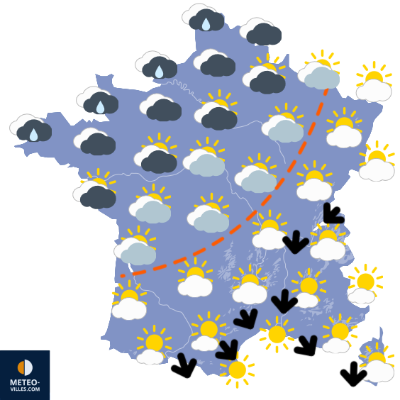 Carte de prévisions du temps du Wednesday, March 25, 2026