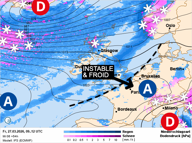 Carte de prévisions d'europe du Vendredi 27 mars 2026