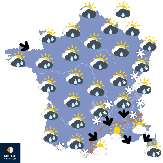 Carte de prévisions du temps du Samedi 28 mars 2026