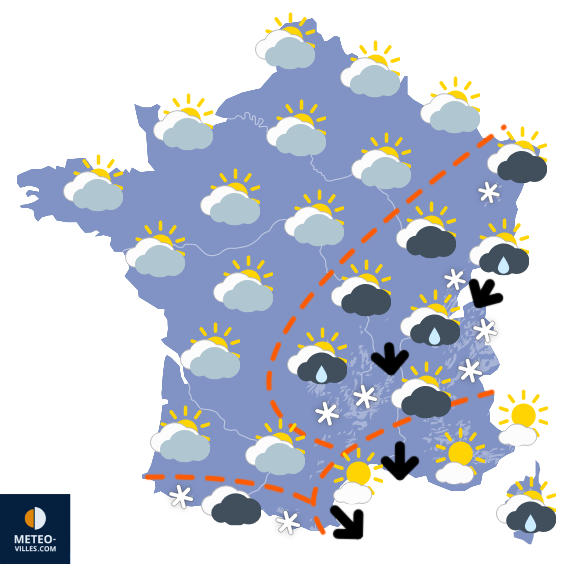 Carte de prévisions du temps du Lundi 23 mars 2026