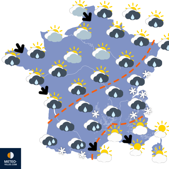 Carte de prévisions du temps du Wednesday, March 25, 2026