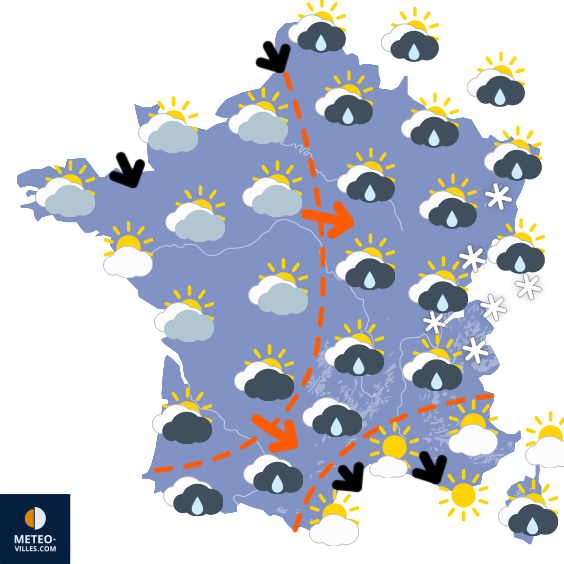 Carte de prévisions du temps du Vendredi 27 mars 2026