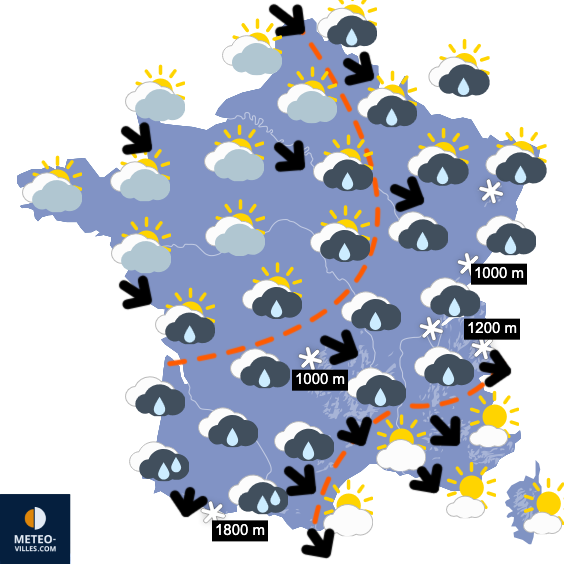Carte de prévisions du temps du Dimanche 29 mars 2026