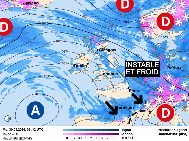 Carte de prévisions d'europe du Lundi 30 mars 2026