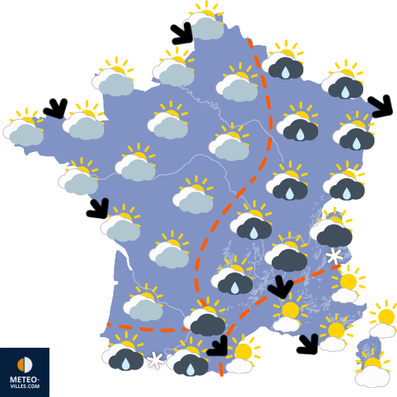 Carte de prévisions du temps du Wednesday, March 25, 2026