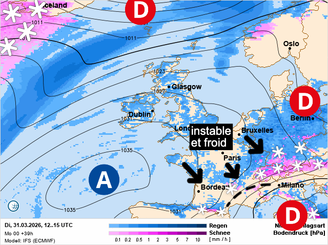 Carte de prévisions d'europe du Mardi 31 mars 2026