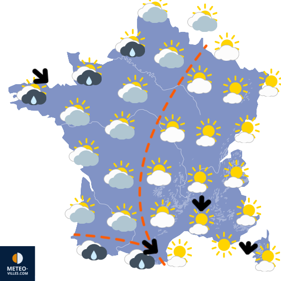 Carte de prévisions du temps du Dimanche 29 mars 2026
