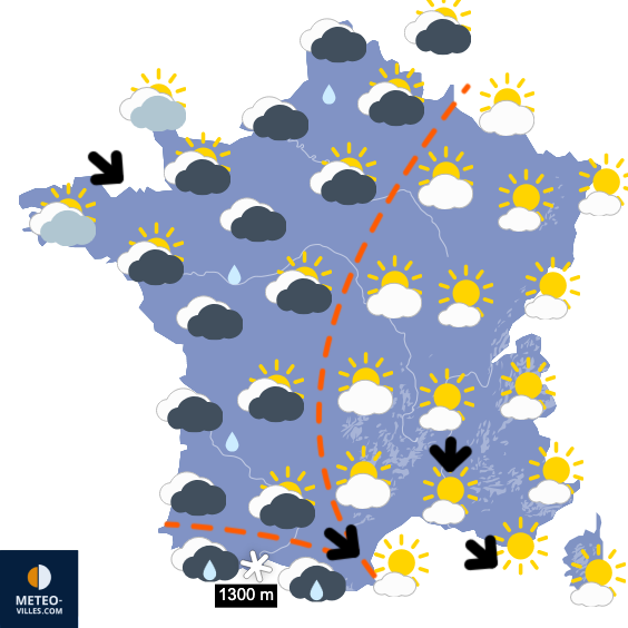 Carte de prévisions du temps du Lundi 30 mars 2026