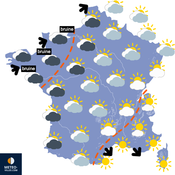 Carte de prévisions du temps du Mercredi 1 avril 2026