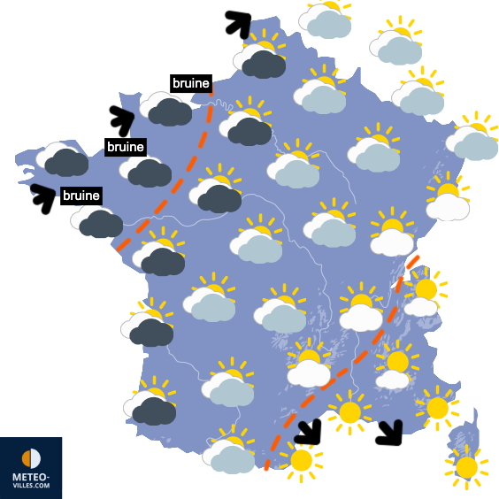 Carte de prévisions du temps du Mercredi 1 avril 2026