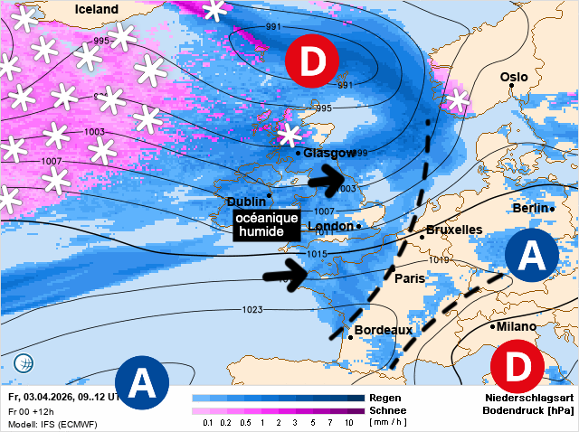 Carte de prévisions d'europe du Vendredi 3 avril 2026