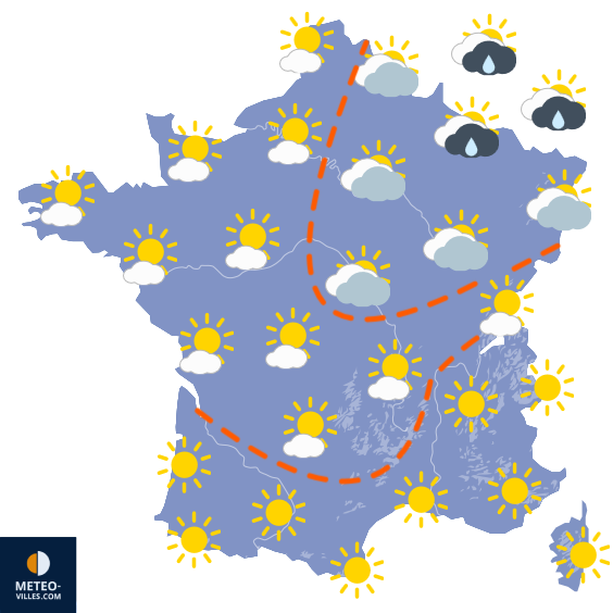 Carte de prévisions du temps du Lundi 30 mars 2026