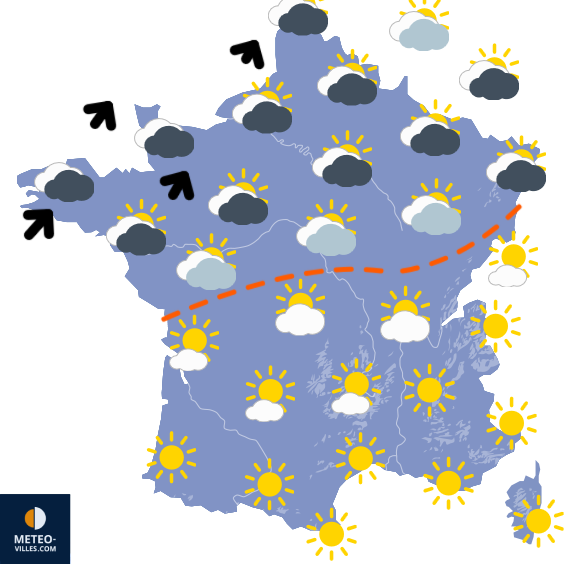 Carte de prévisions du temps du Mercredi 1 avril 2026