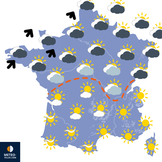 Carte de prévisions du temps du Jeudi 2 avril 2026