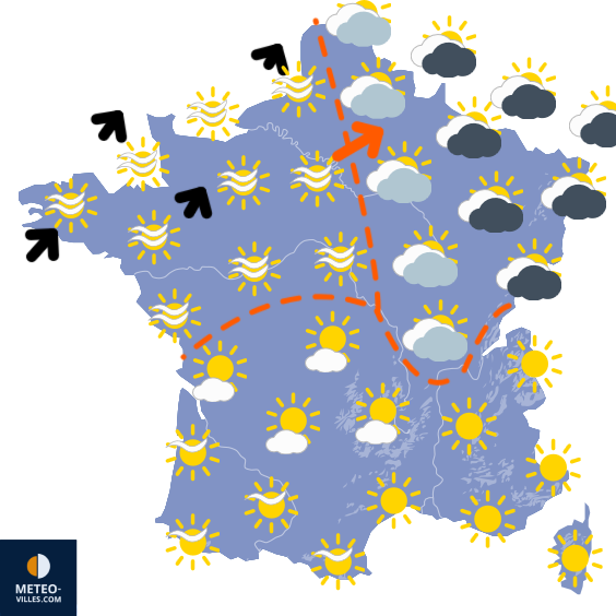 Carte de prévisions du temps du Vendredi 3 avril 2026