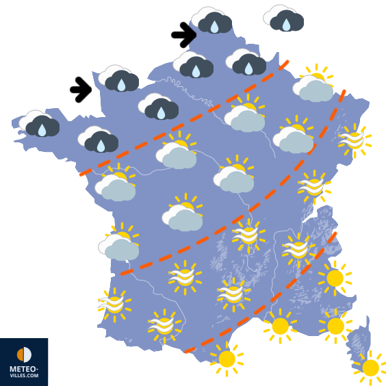 Carte de prévisions du temps du Lundi 30 mars 2026