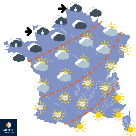 Carte de prévisions du temps du Mardi 31 mars 2026