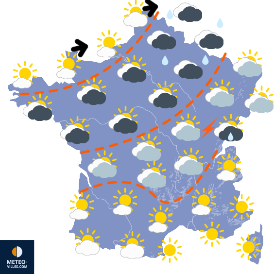 Carte de prévisions du temps du Vendredi 3 avril 2026