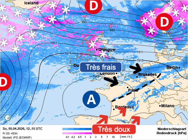 Carte de prévisions d'europe du Dimanche 5 avril 2026