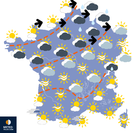 Carte de prévisions du temps du Samedi 4 avril 2026