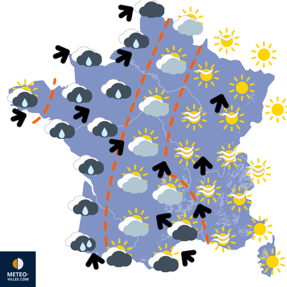 Carte de prévisions du temps du Mercredi 1 avril 2026