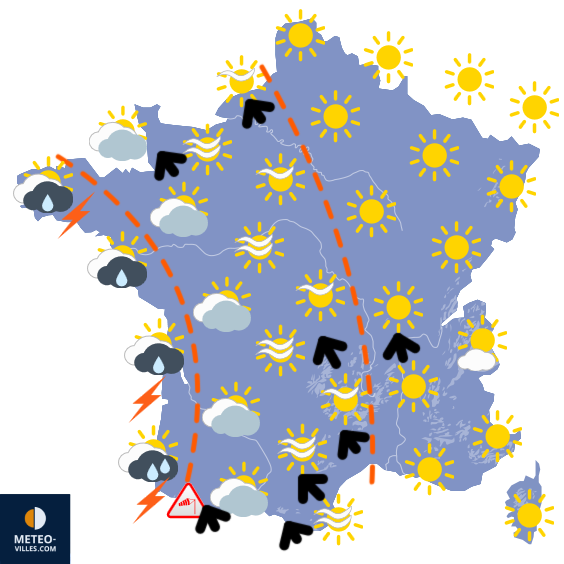 Carte de prévisions du temps du Jeudi 2 avril 2026