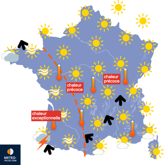 Carte de prévisions du temps du Vendredi 3 avril 2026