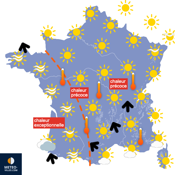 Carte de prévisions du temps du Samedi 4 avril 2026