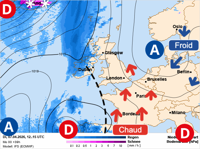 Carte de prévisions d'europe du Mardi 7 avril 2026