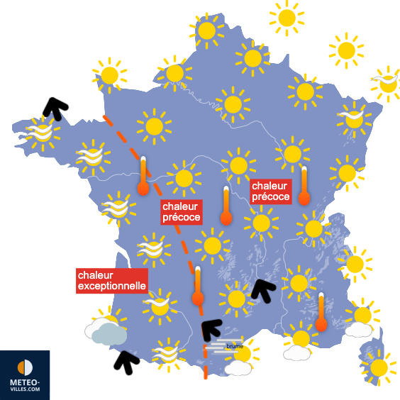 Carte de prévisions du temps du Mardi 7 avril 2026
