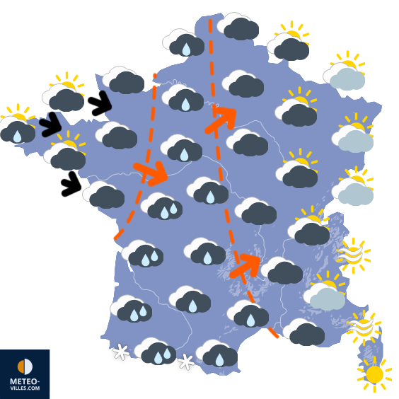 Carte de prévisions du temps du Jeudi 2 avril 2026