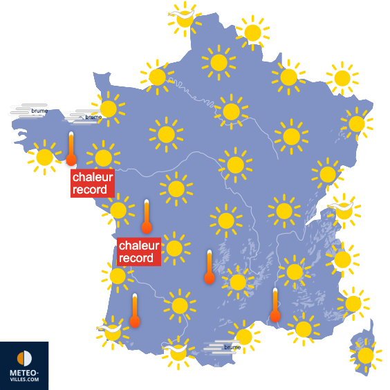 Carte de prévisions du temps du Mardi 7 avril 2026